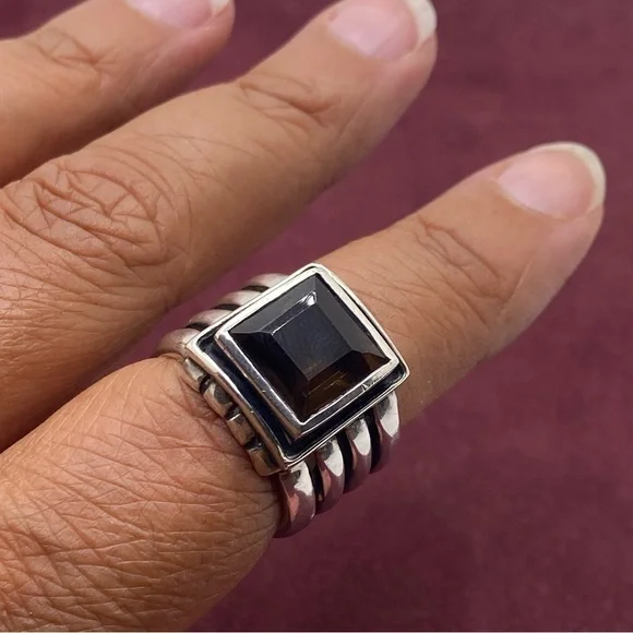 Rare Silpada Women's Faceted Smoky Quartz Sterling Silver Ring Size 7.5 - Picture 4 of 8
